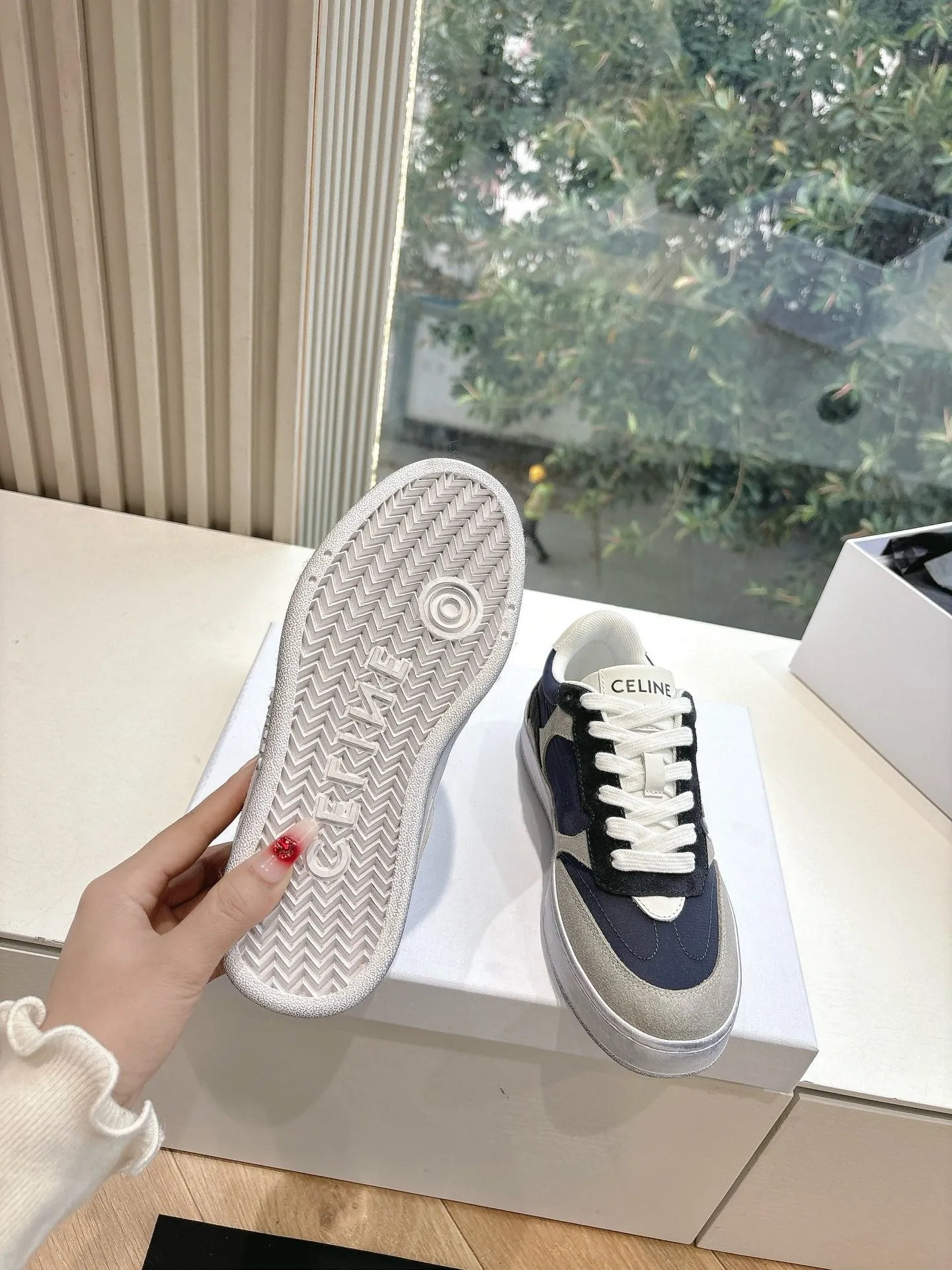 CELINE Sneaker Blue Gray Suede 285895
