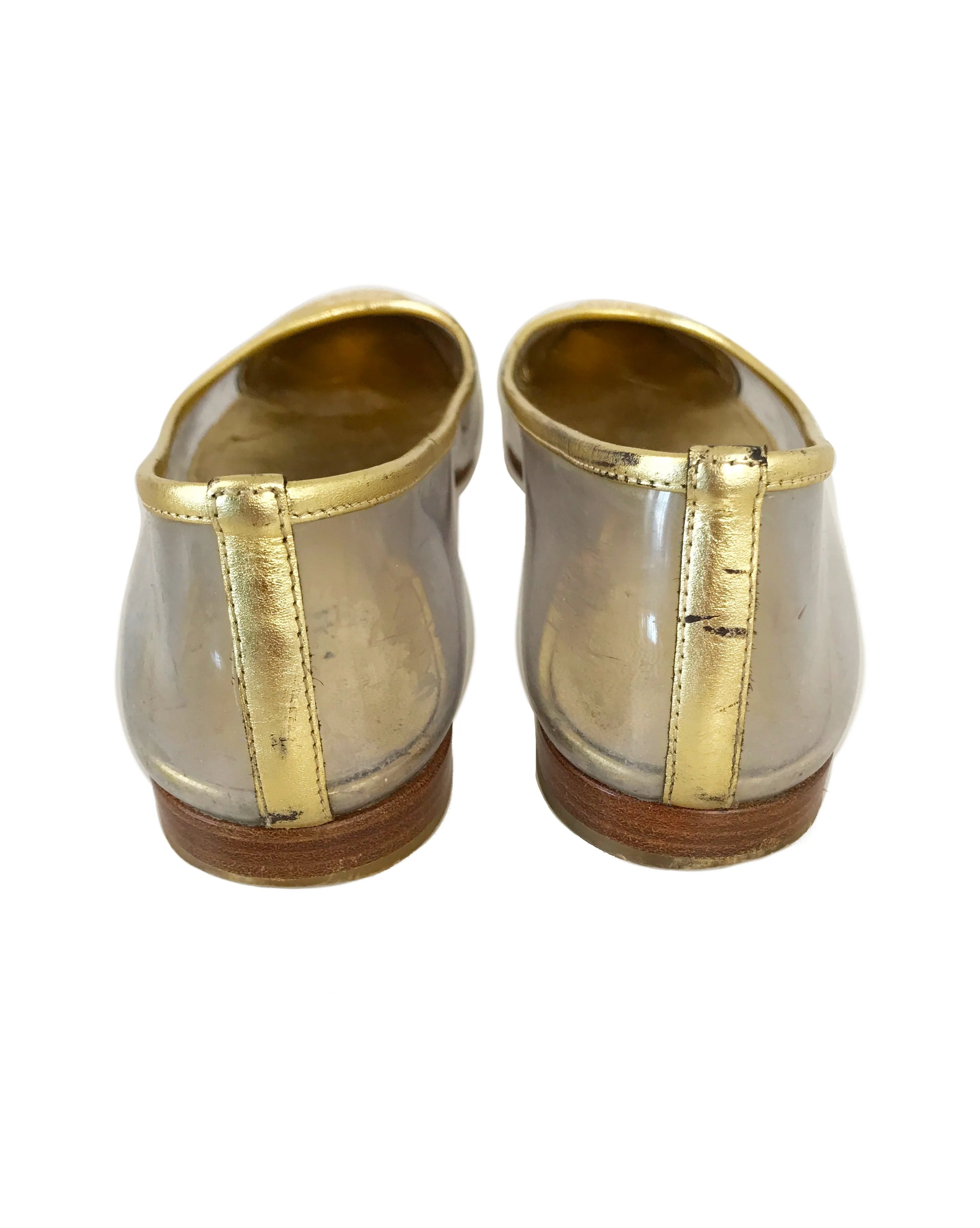 Chanel Gold Perspex Ballet Flats