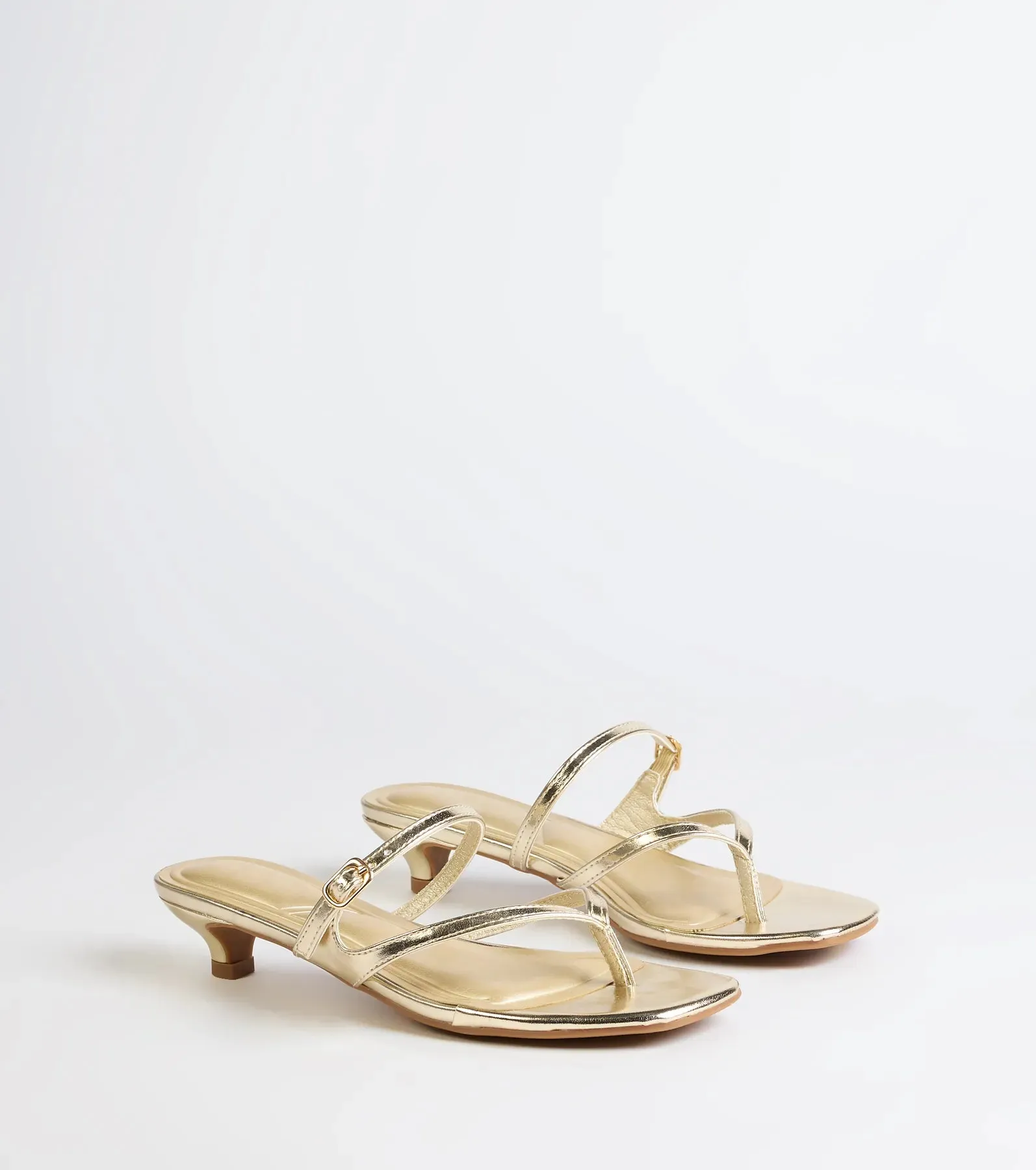 Chic Trend Thong Strap Kitten Heel Mules