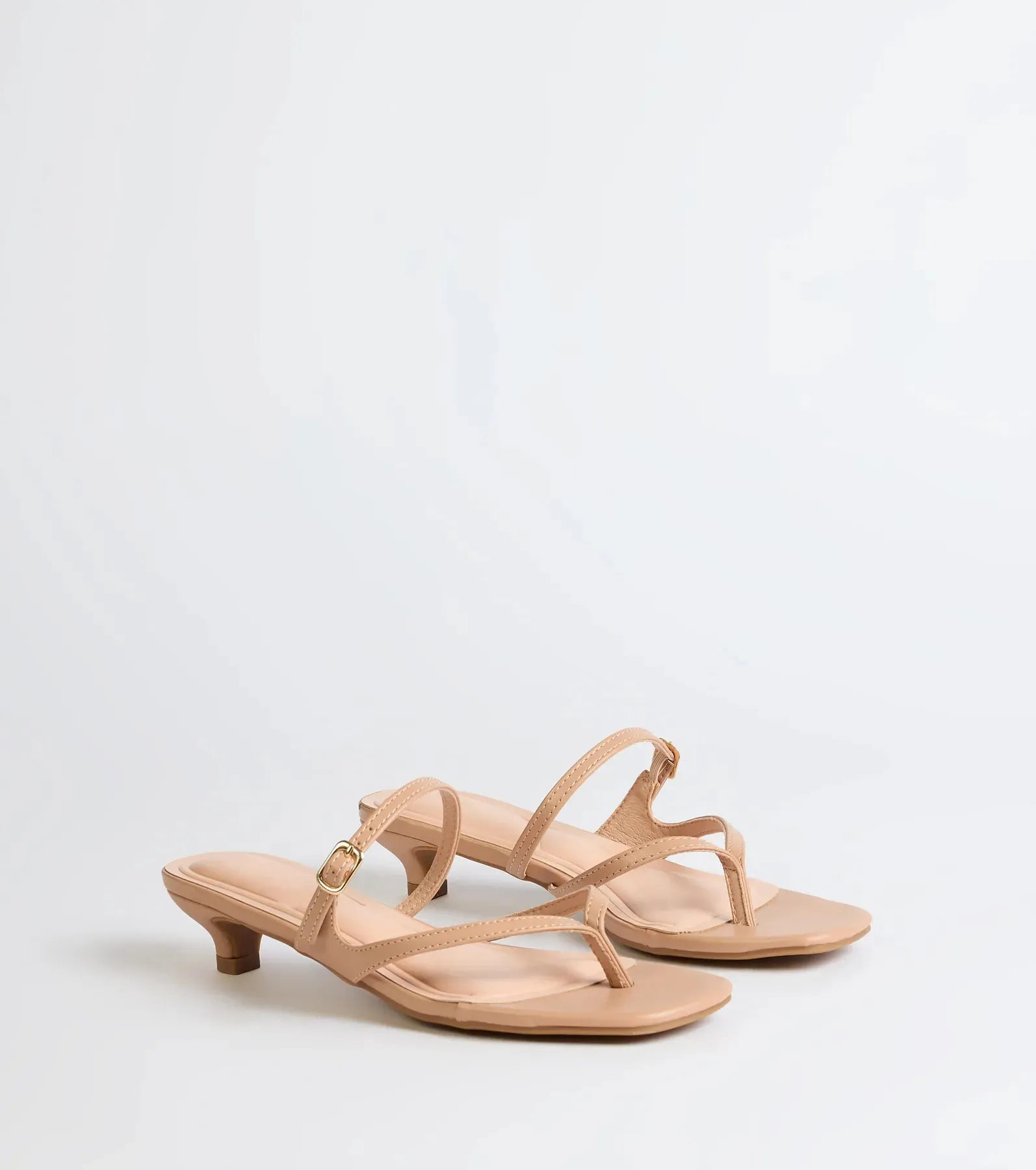 Chic Trend Thong Strap Kitten Heel Mules