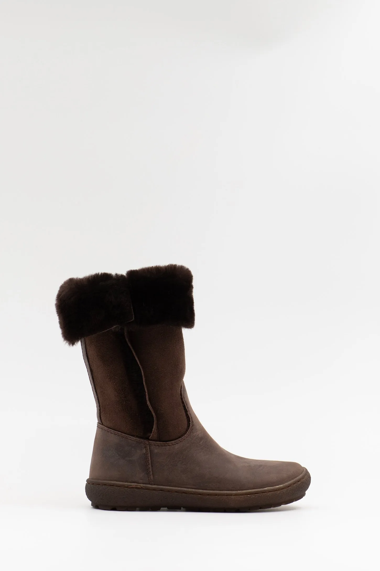 Children's shearling lined boots in brown