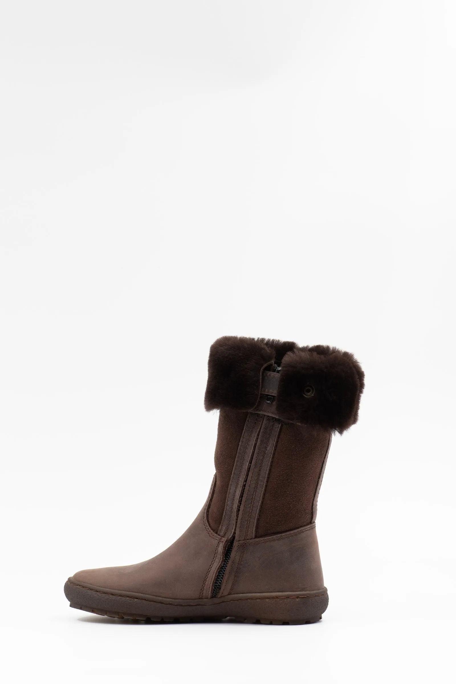 Children's shearling lined boots in brown
