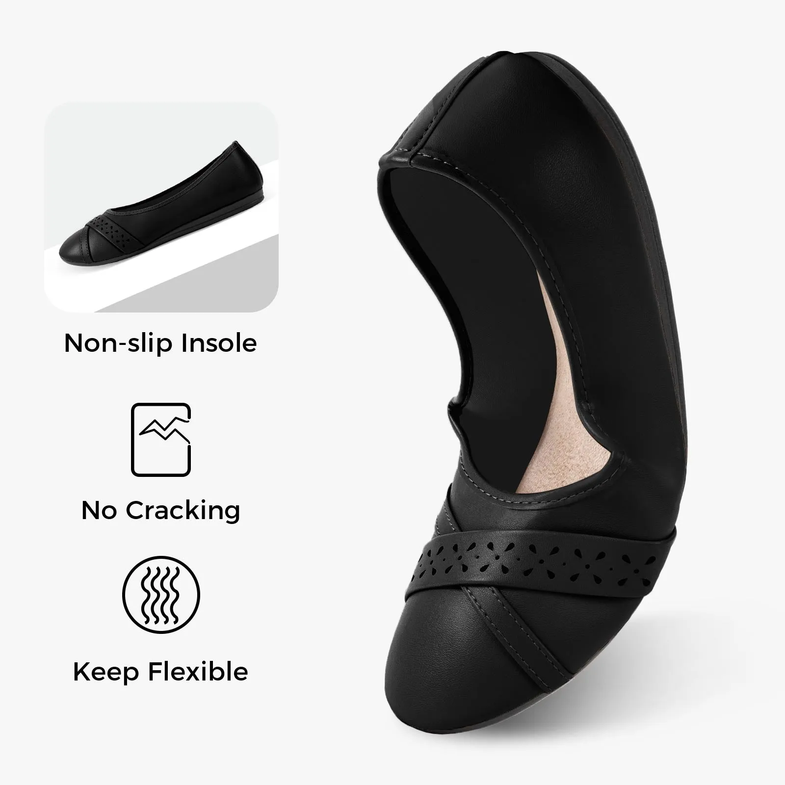CHIN·MOON Women's Ballet Flats Comfortable Dressy Walking Dress Casual Shoes