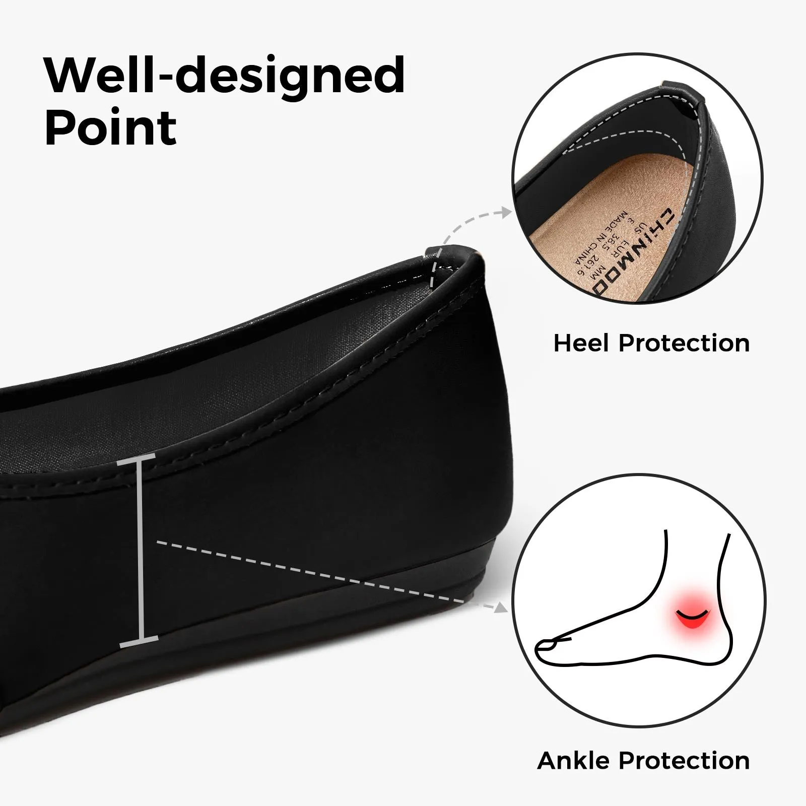 CHIN·MOON Women's Ballet Flats Comfortable Dressy Walking Dress Casual Shoes