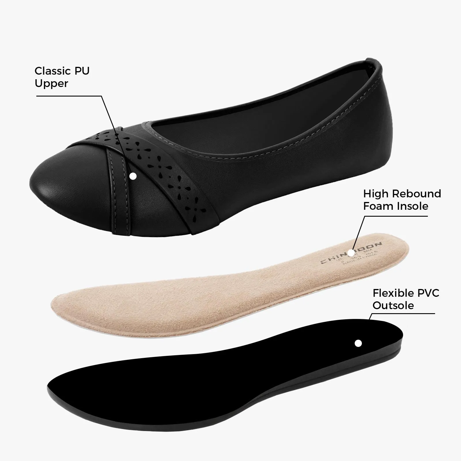 CHIN·MOON Women's Ballet Flats Comfortable Dressy Walking Dress Casual Shoes
