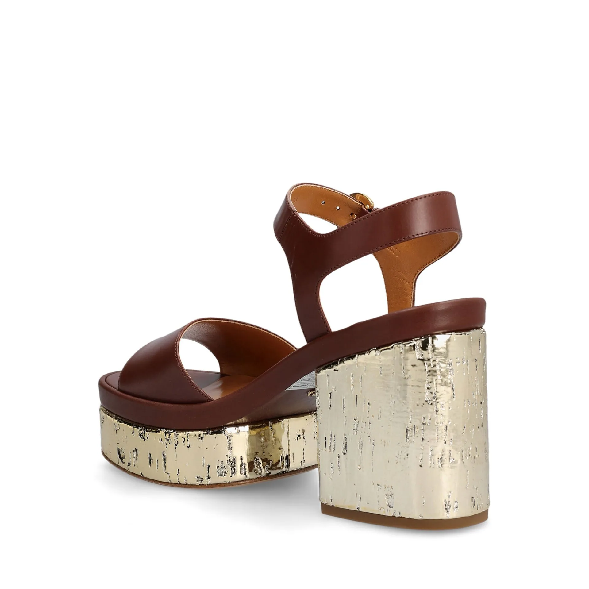 CHLOE' Odina Leather Sandals with 10 cm Heel and 4 cm Platform