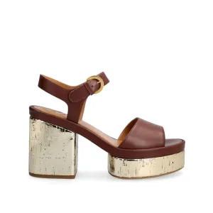 CHLOE' Odina Leather Sandals with 10 cm Heel and 4 cm Platform
