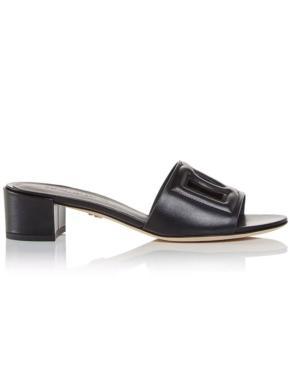 Ciabatta Tacco Low Heel Sandal in Nero
