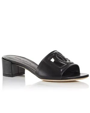 Ciabatta Tacco Low Heel Sandal in Nero