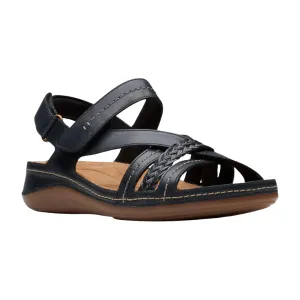 Clarks Women's Cecily Strap Leather Wide Black Combo