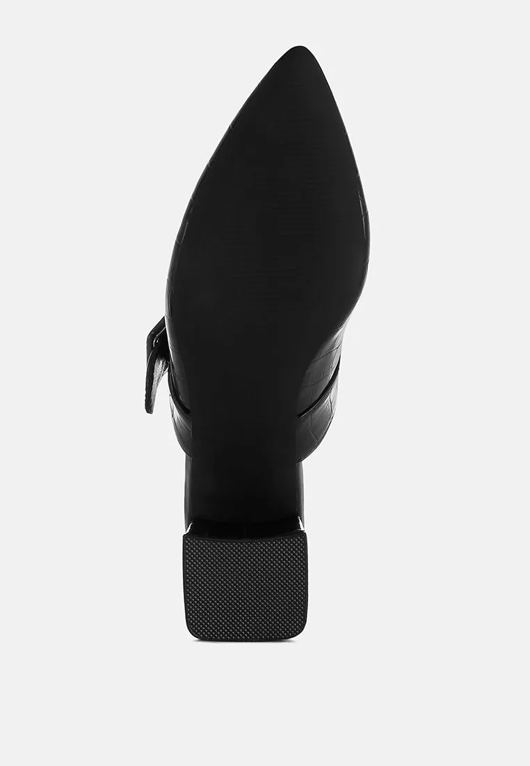 Croco Buckle Strap Detail Mules By MODE