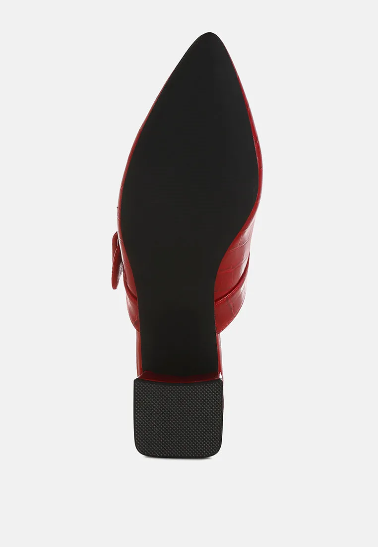 Croco Buckle Strap Detail Mules By MODE