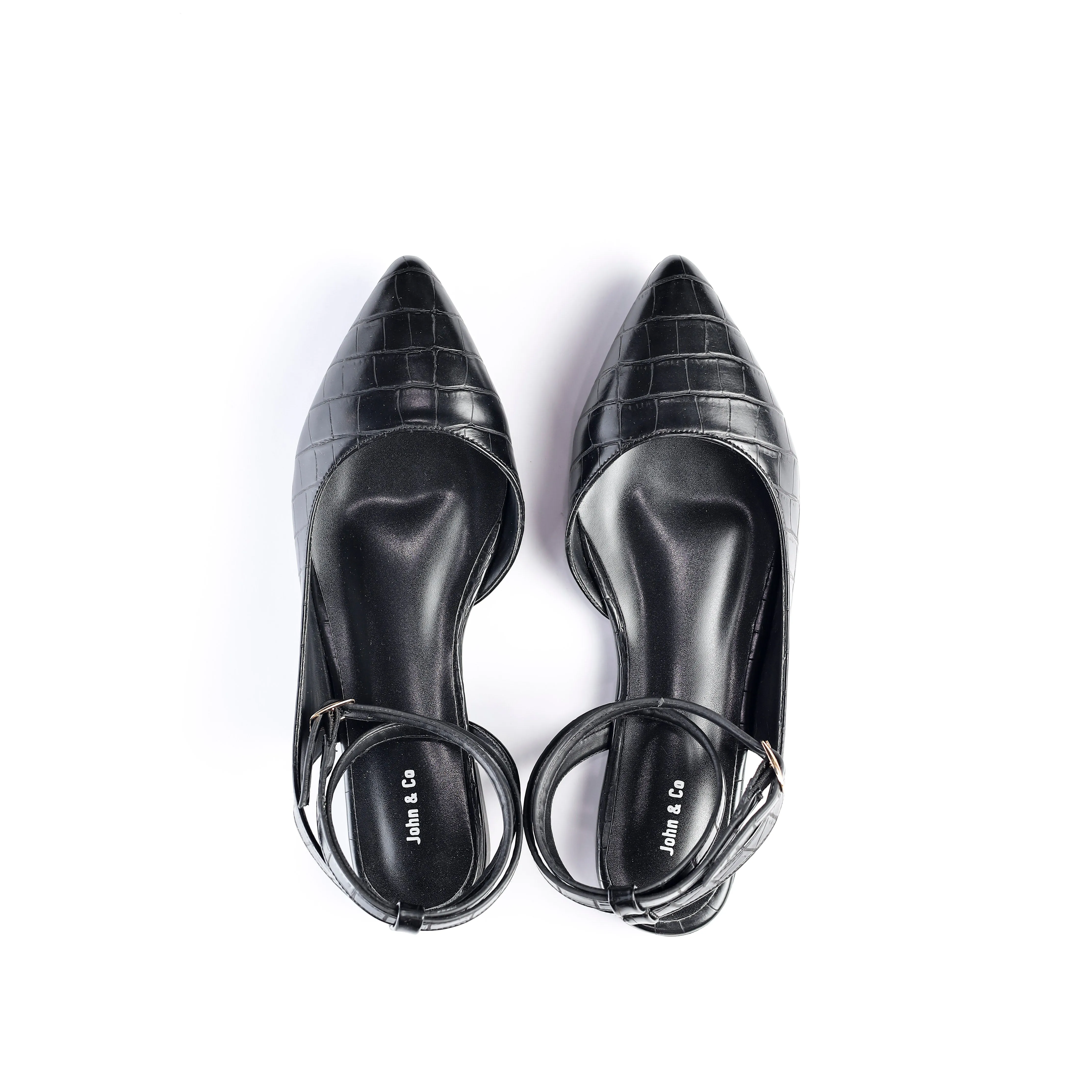 Crocodile-Embossed Ankle Flats