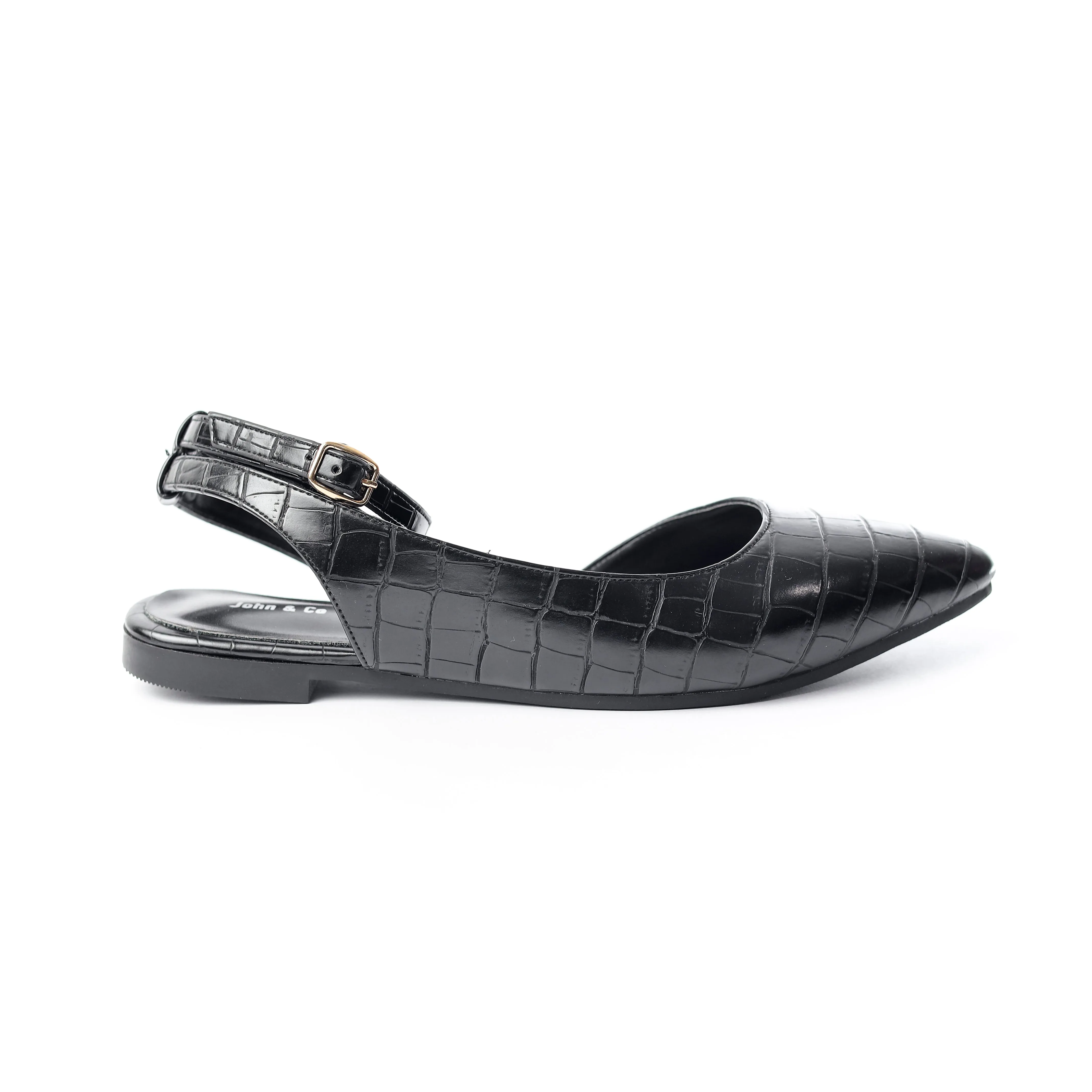 Crocodile-Embossed Ankle Flats