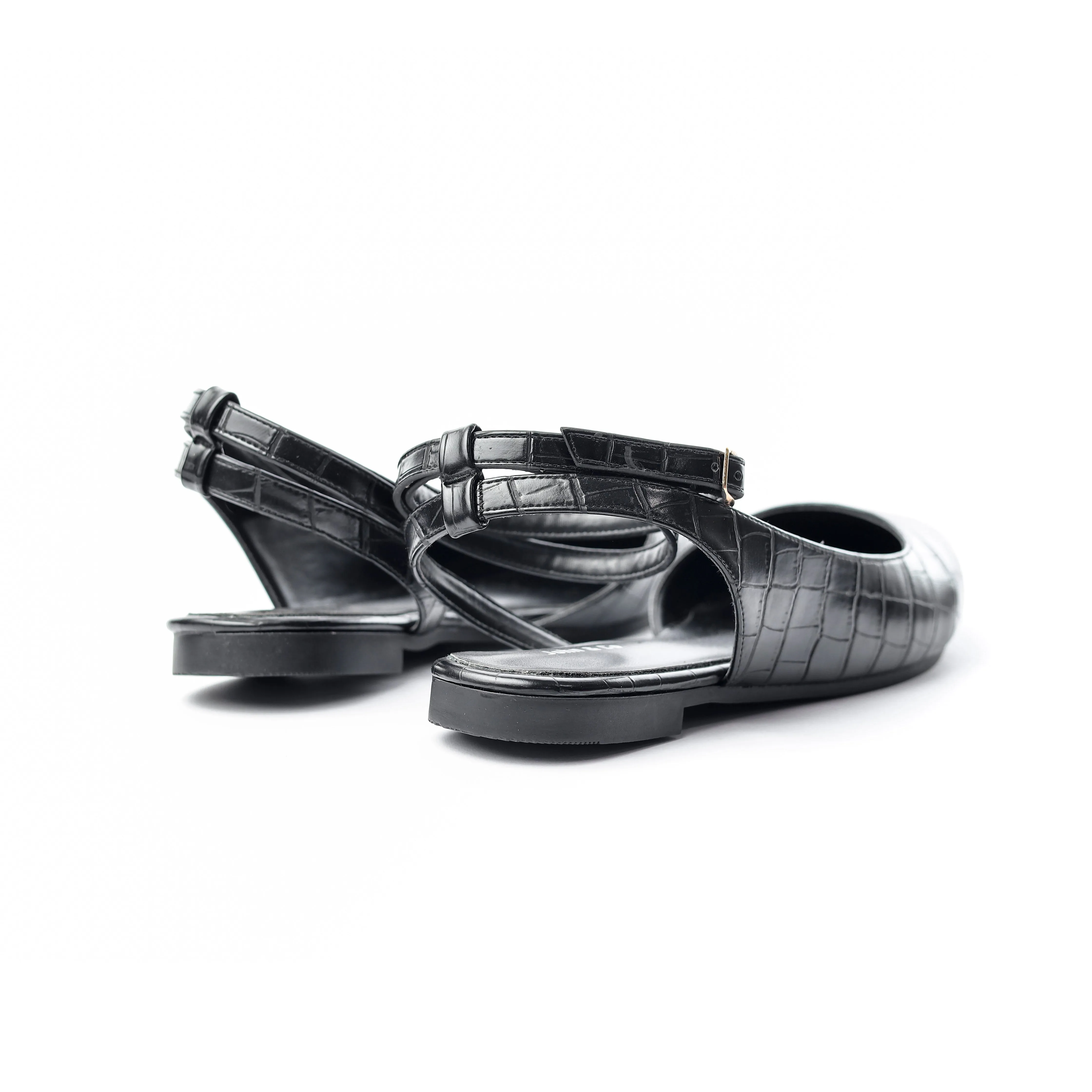 Crocodile-Embossed Ankle Flats