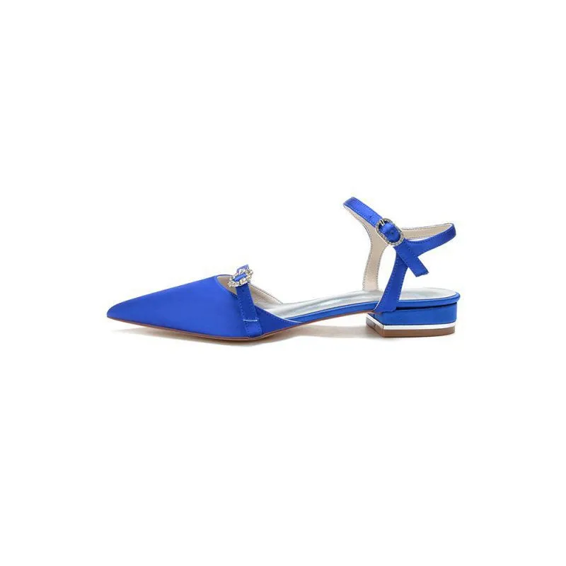 Crystal Buckle Strap Pointed Toe Flats