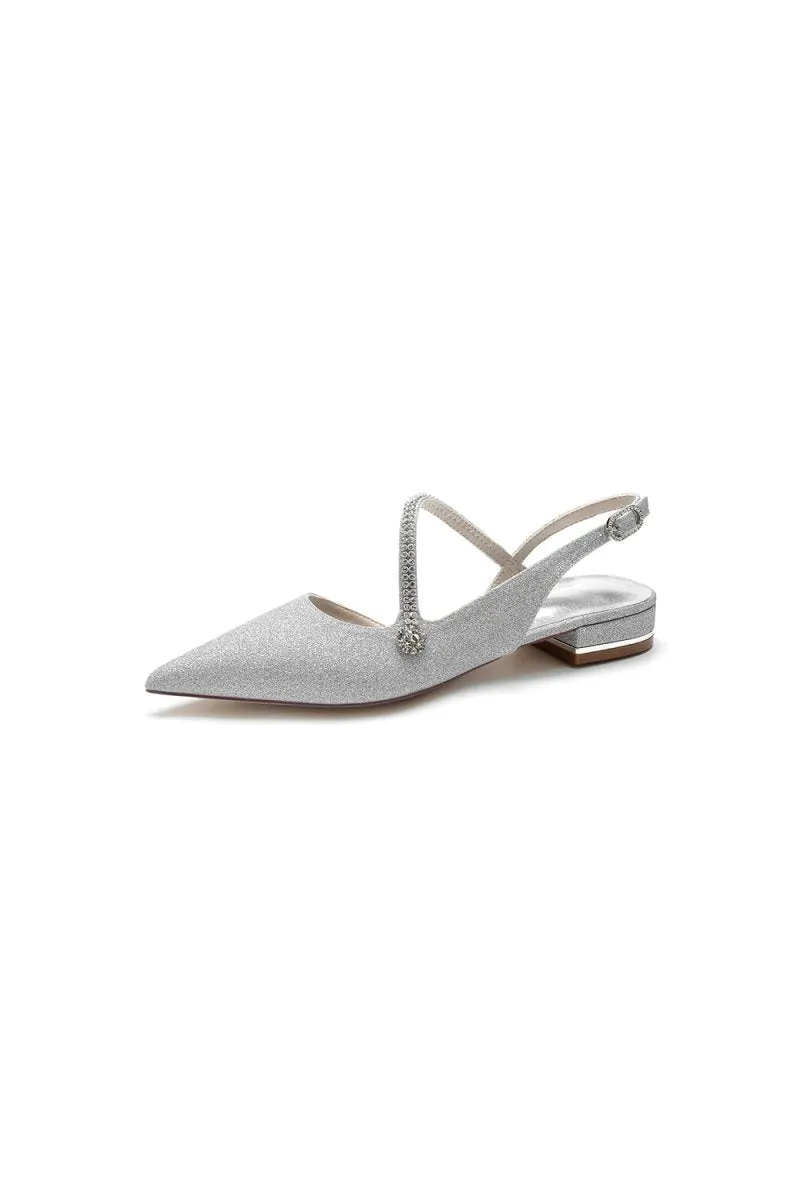 Crystal Slingback Sequin Pointed Toe Flats
