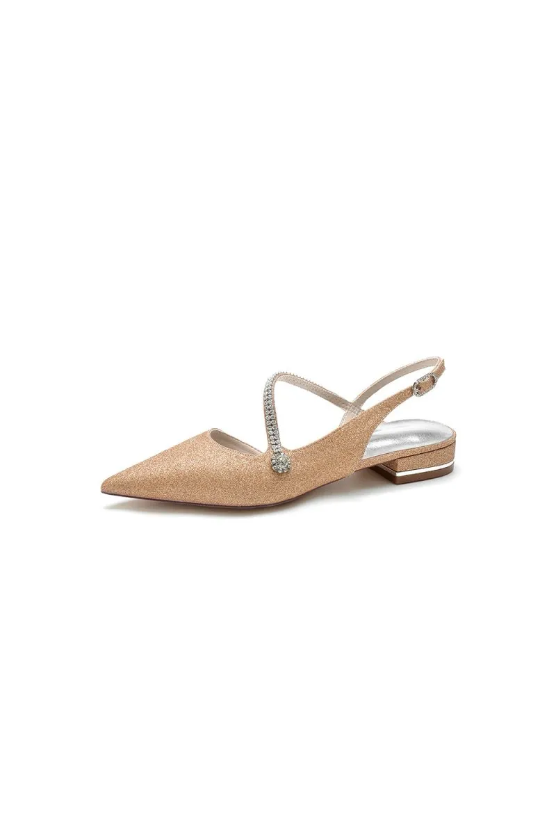Crystal Slingback Sequin Pointed Toe Flats