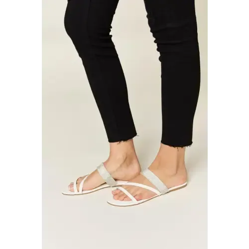 Dazzling Wild Diva Rhinestone Strappy Flat Sandals
