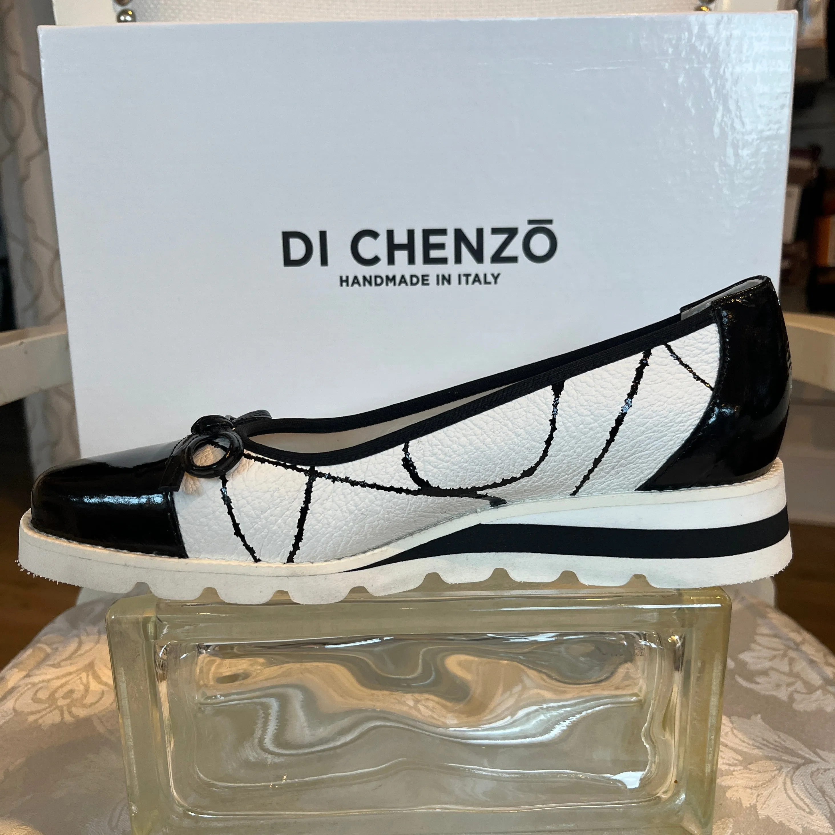DICHENZO ARIA 10550 WHITE/BLACK WEDGE BALLET