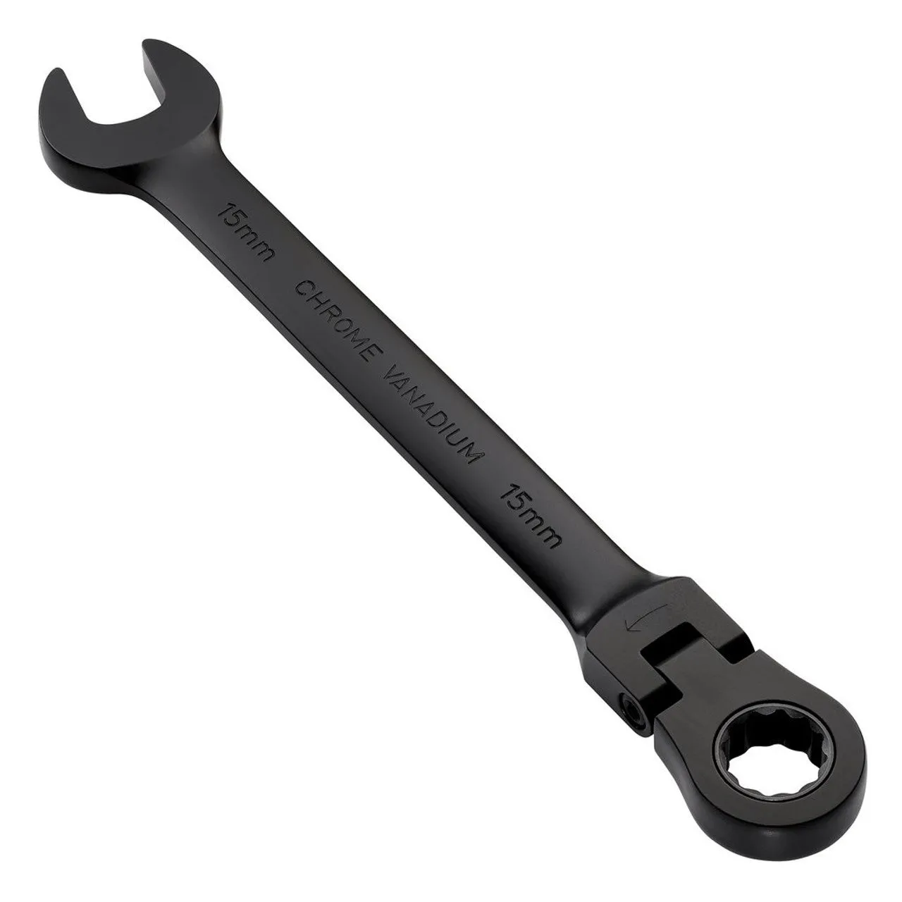 Draper Tools Expert HI-TORQ® Metric Flexible Head Ratchet Combination Spanner, 15mm, Black