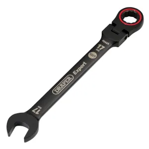Draper Tools Expert HI-TORQ® Metric Flexible Head Ratchet Combination Spanner, 17mm, Black