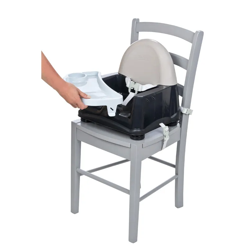 Easy Care Swing Tray Baby Booster Seat with Tray | Feeding Seat | Grey, Black & White