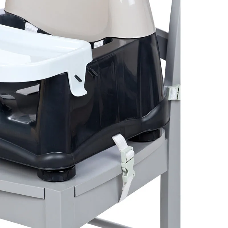 Easy Care Swing Tray Baby Booster Seat with Tray | Feeding Seat | Grey, Black & White