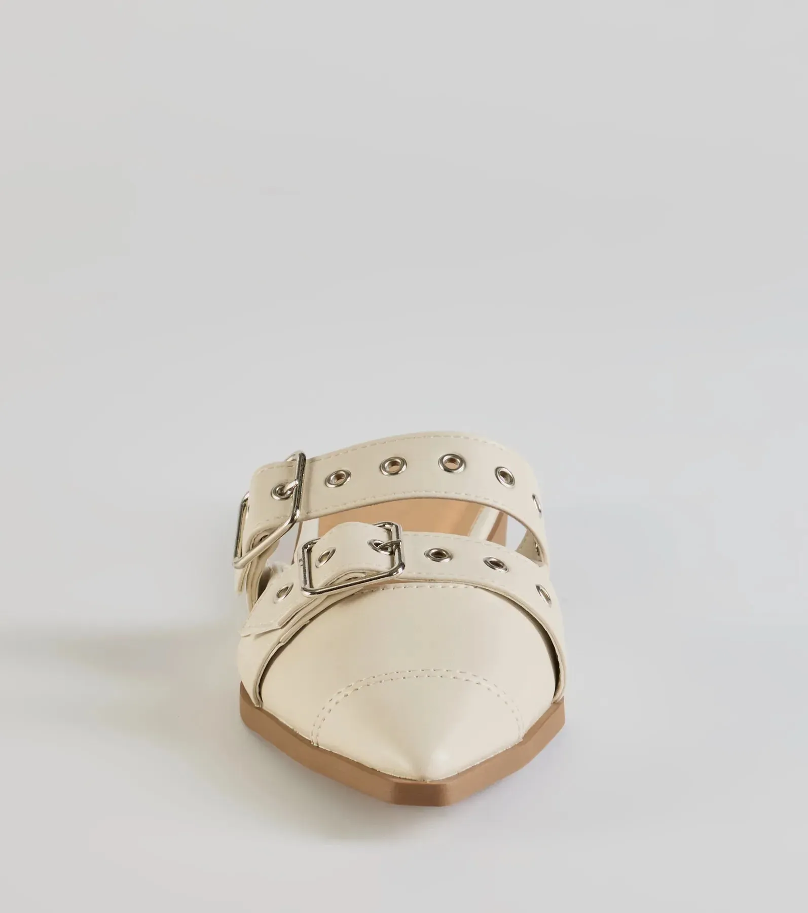 Edgy Flair Faux Leather Buckle Strap Flats
