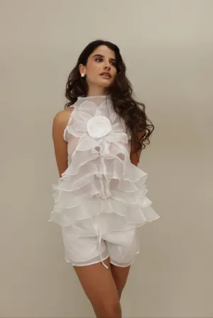 Elegant Cascading Ruffle Top