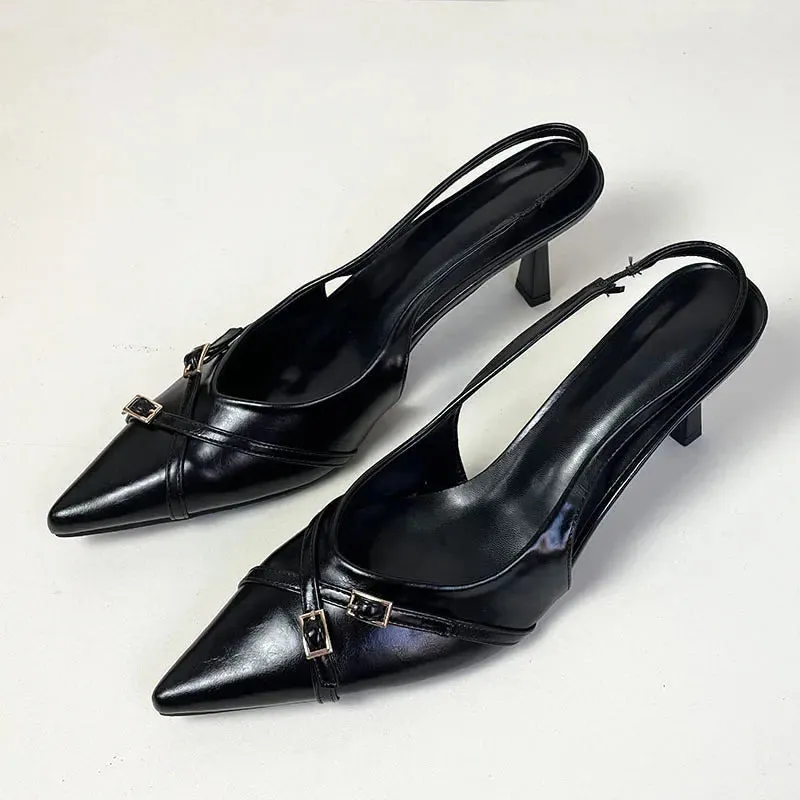 Elegant Women Thin Heels Pumps Shoes Female Slides Fashion Pointed Toe Ladies High Heels Sandals Shoes