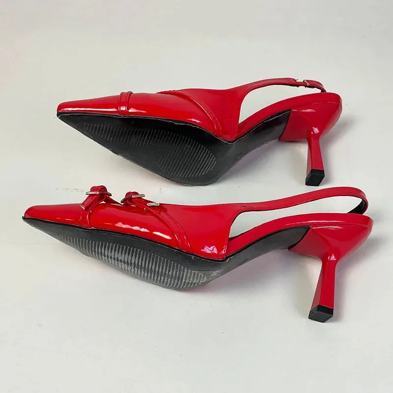 Elegant Women Thin Heels Pumps Shoes Female Slides Fashion Pointed Toe Ladies High Heels Sandals Shoes
