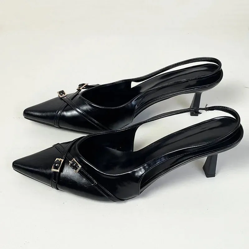 Elegant Women Thin Heels Pumps Shoes Female Slides Fashion Pointed Toe Ladies High Heels Sandals Shoes