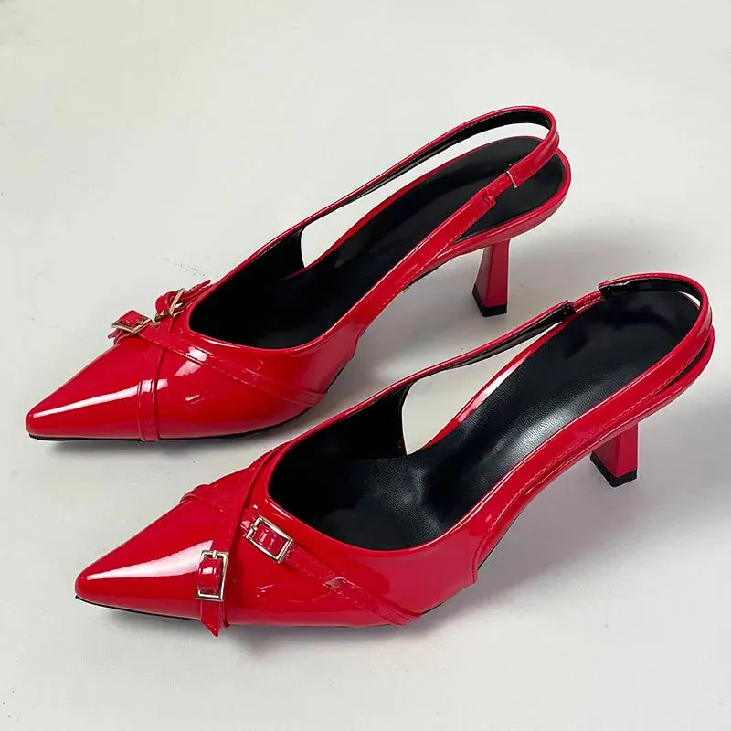 Elegant Women Thin Heels Pumps Shoes Female Slides Fashion Pointed Toe Ladies High Heels Sandals Shoes