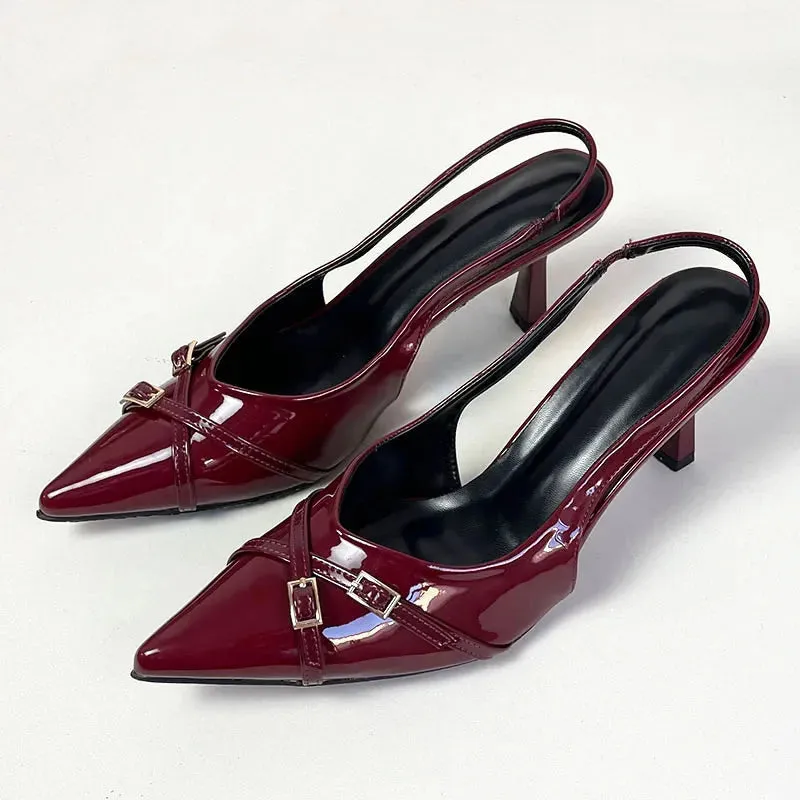 Elegant Women Thin Heels Pumps Shoes Female Slides Fashion Pointed Toe Ladies High Heels Sandals Shoes