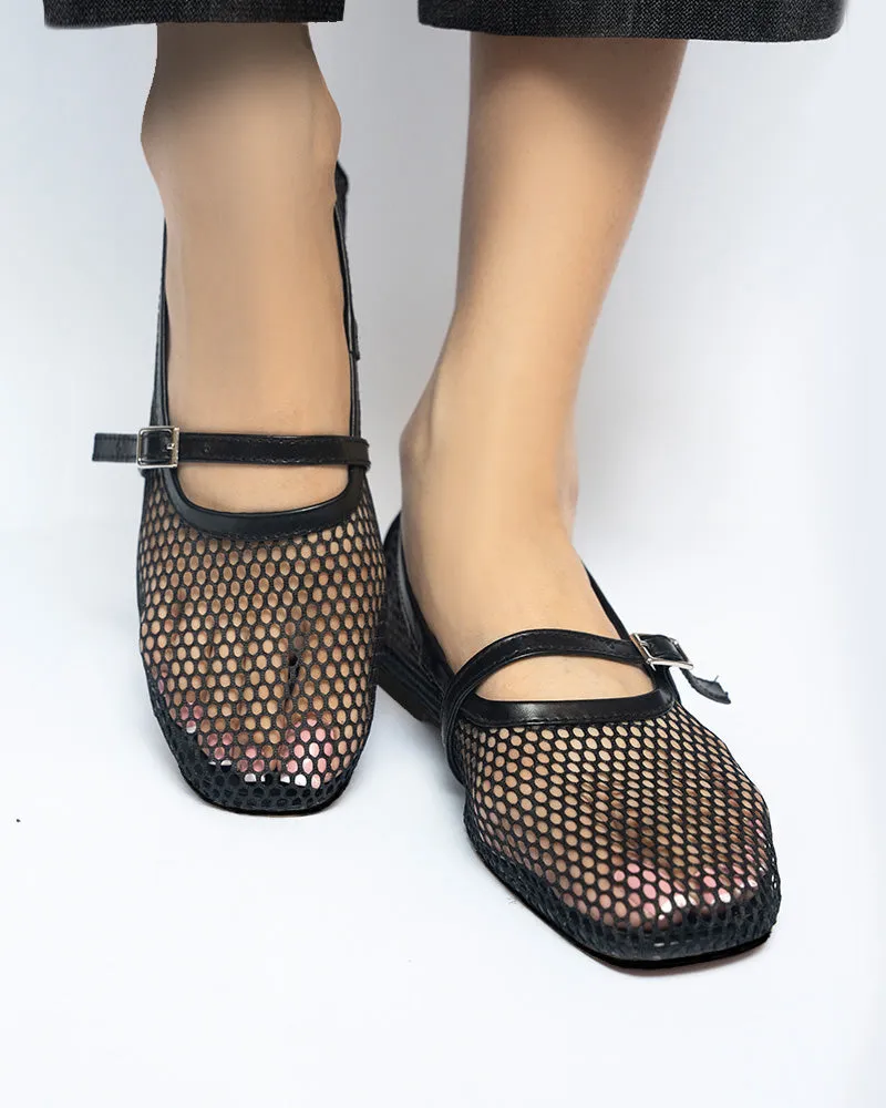 ELLA Fishnet Ballet Pumps