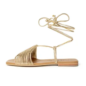 Eva Flats Sandals - Gold