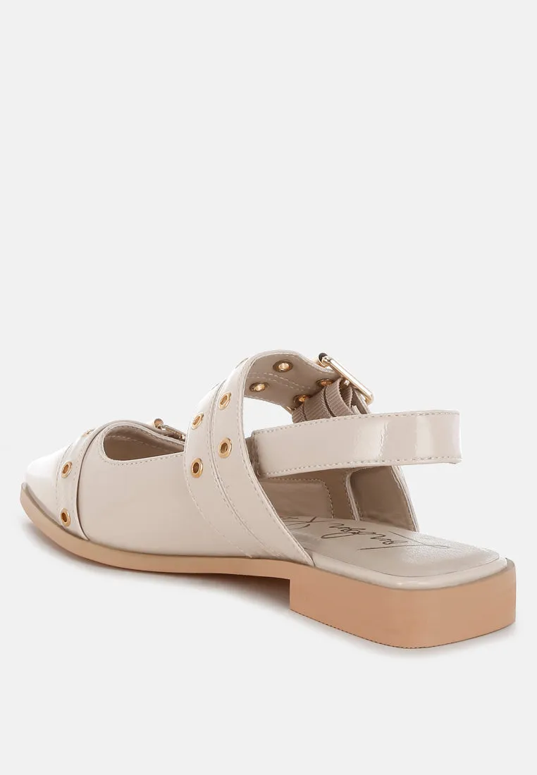 Eyelets & Buckle Detail Flats By RAG