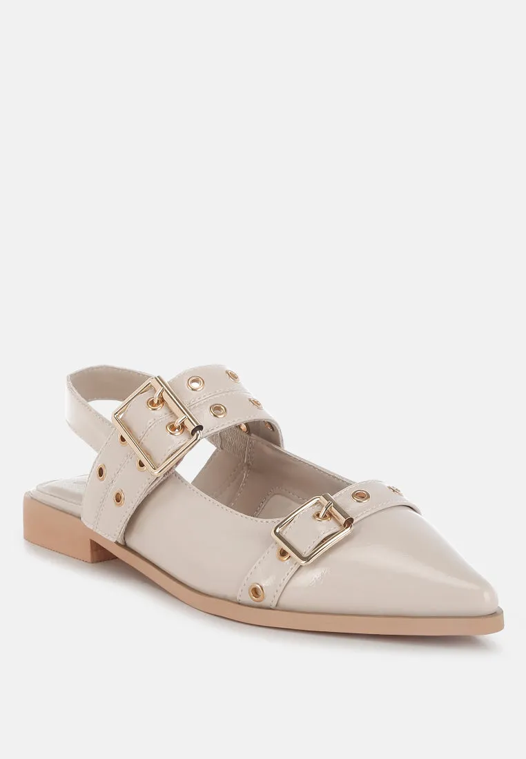 Eyelets & Buckle Detail Flats By RAG