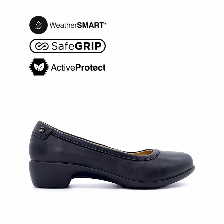Fai Pump Women's Casual Shoes - Black Leather Waterproof