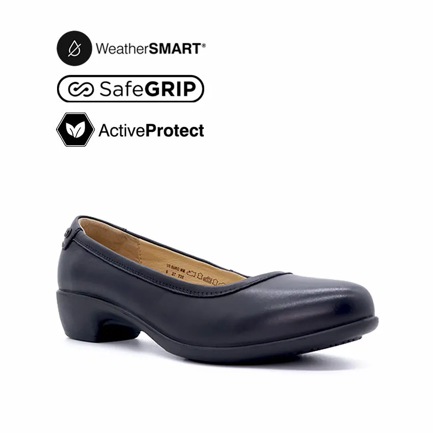 Fai Pump Women's Casual Shoes - Black Leather Waterproof