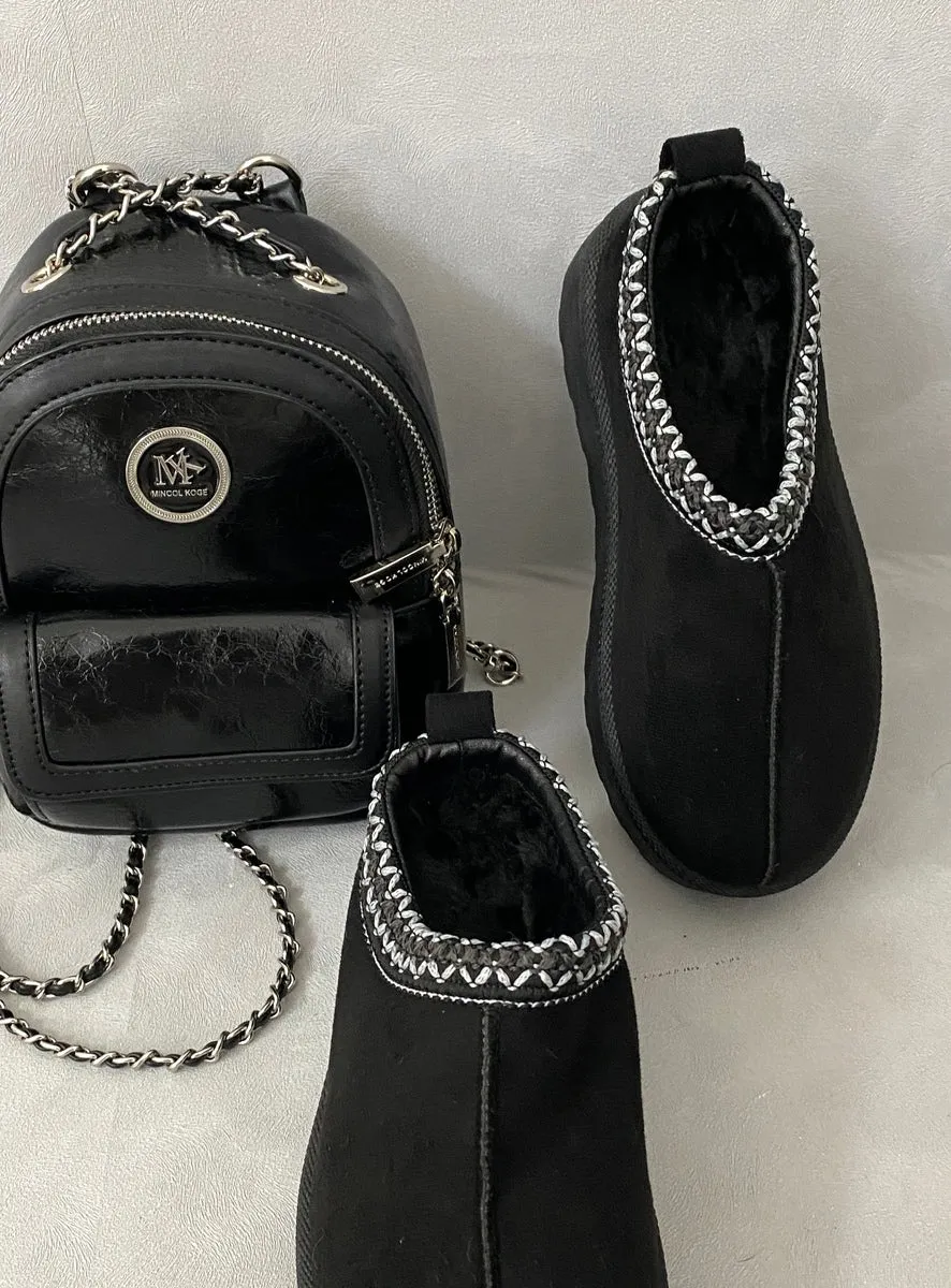Faux Fur Lined Ankle Platform Kids Mini Boots