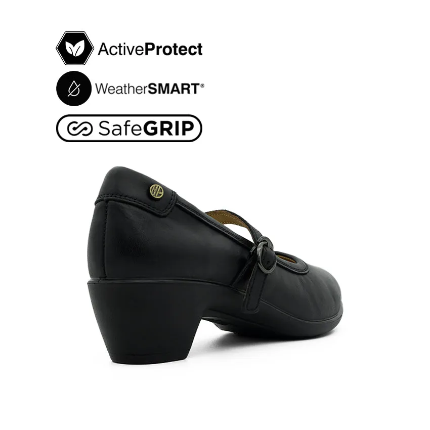Febe Mary Jane Women's Casual Shoes - Black Leather Waterproof