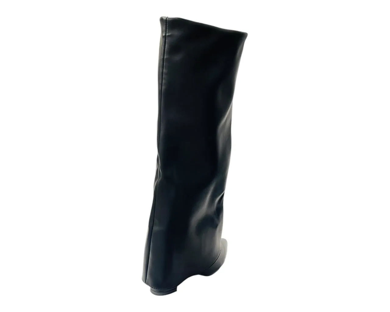 Fold Over Knee High Block Heel Boots