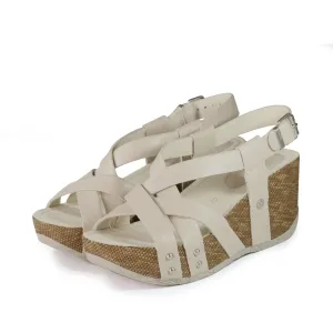 Formentera Cross Straps Wedge Sandals (Ivory)