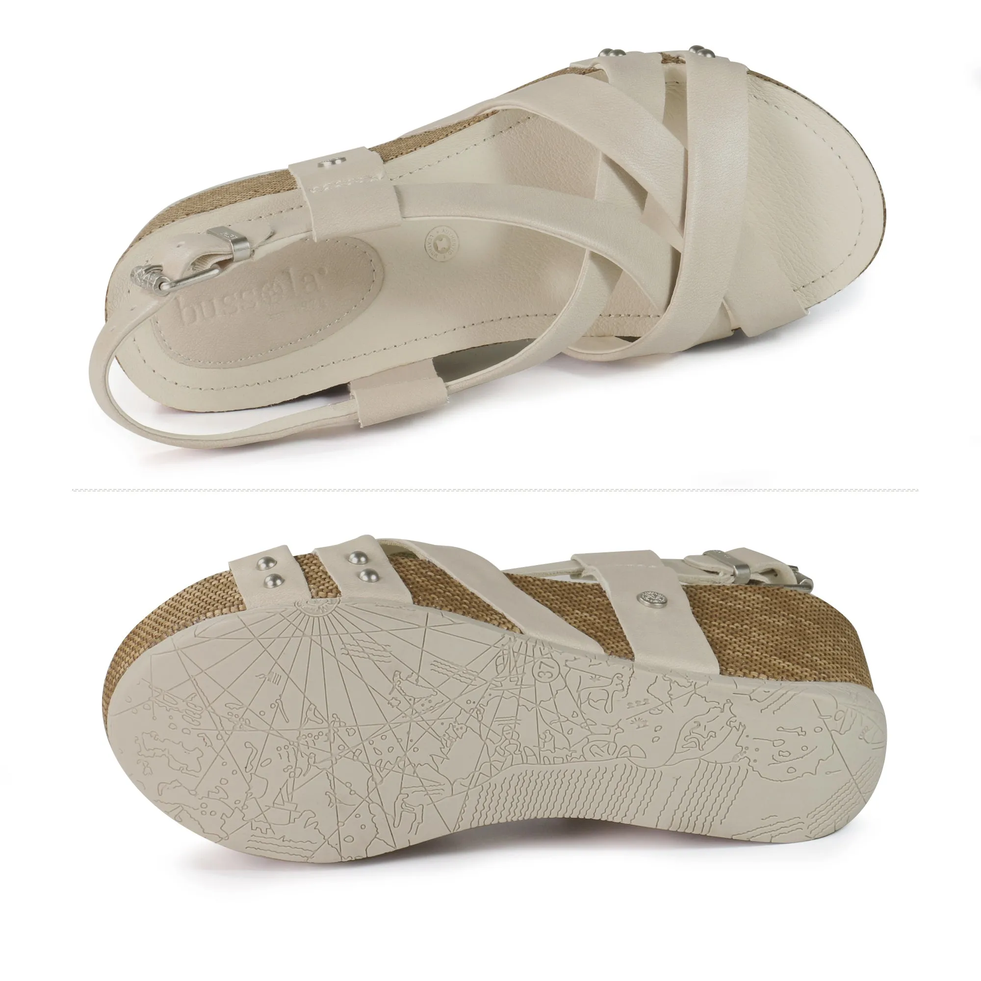 Formentera Cross Straps Wedge Sandals (Ivory)