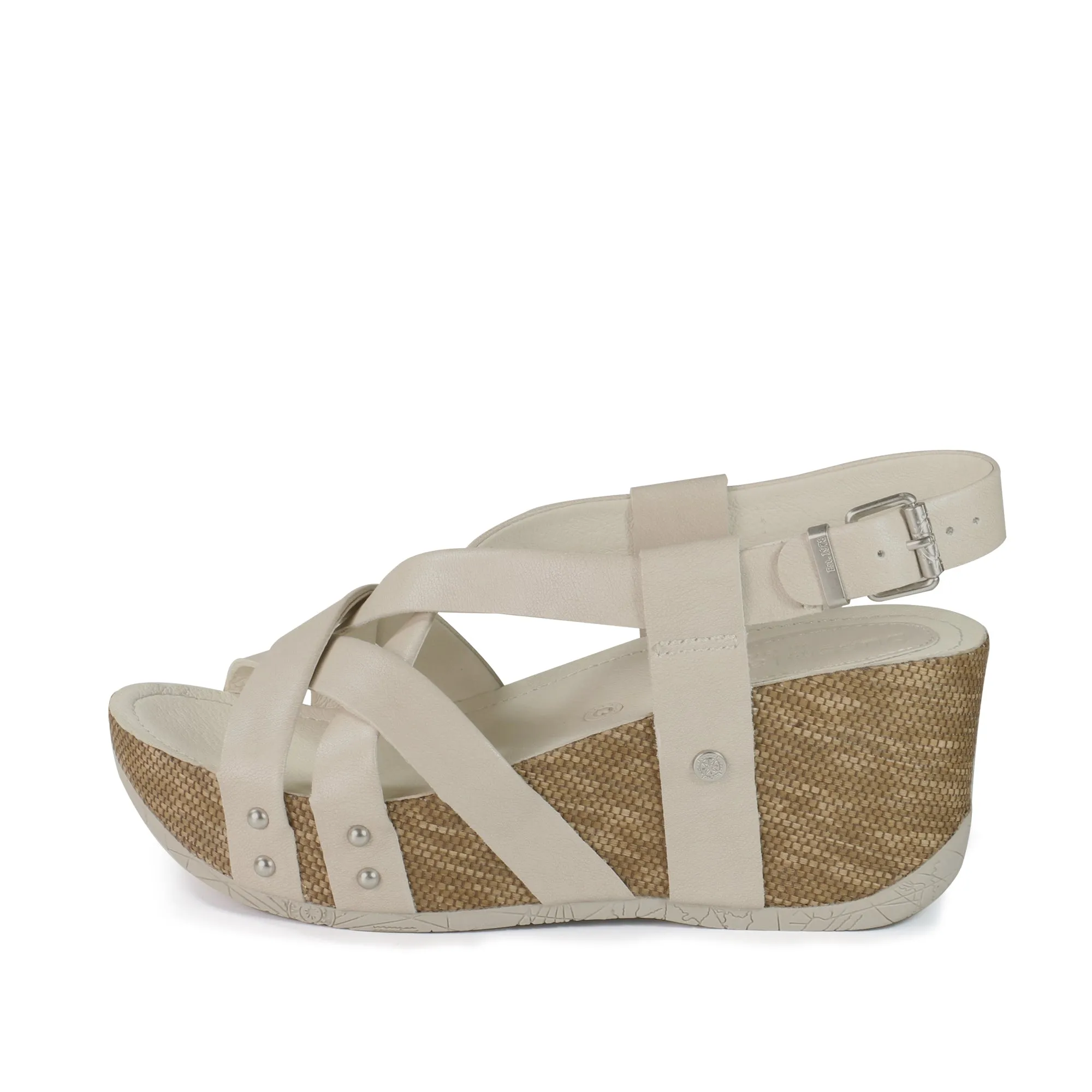 Formentera Cross Straps Wedge Sandals (Ivory)