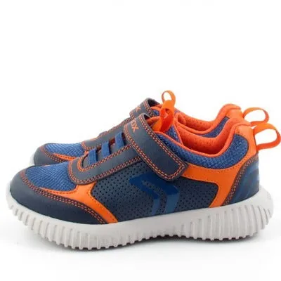 Geox J Waviness Navy and Orange Trainer