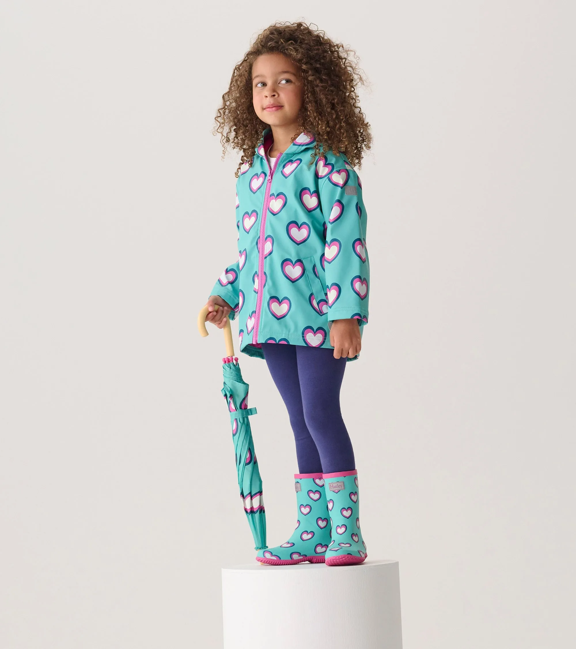 Girls Hearts Packable Rain Boots
