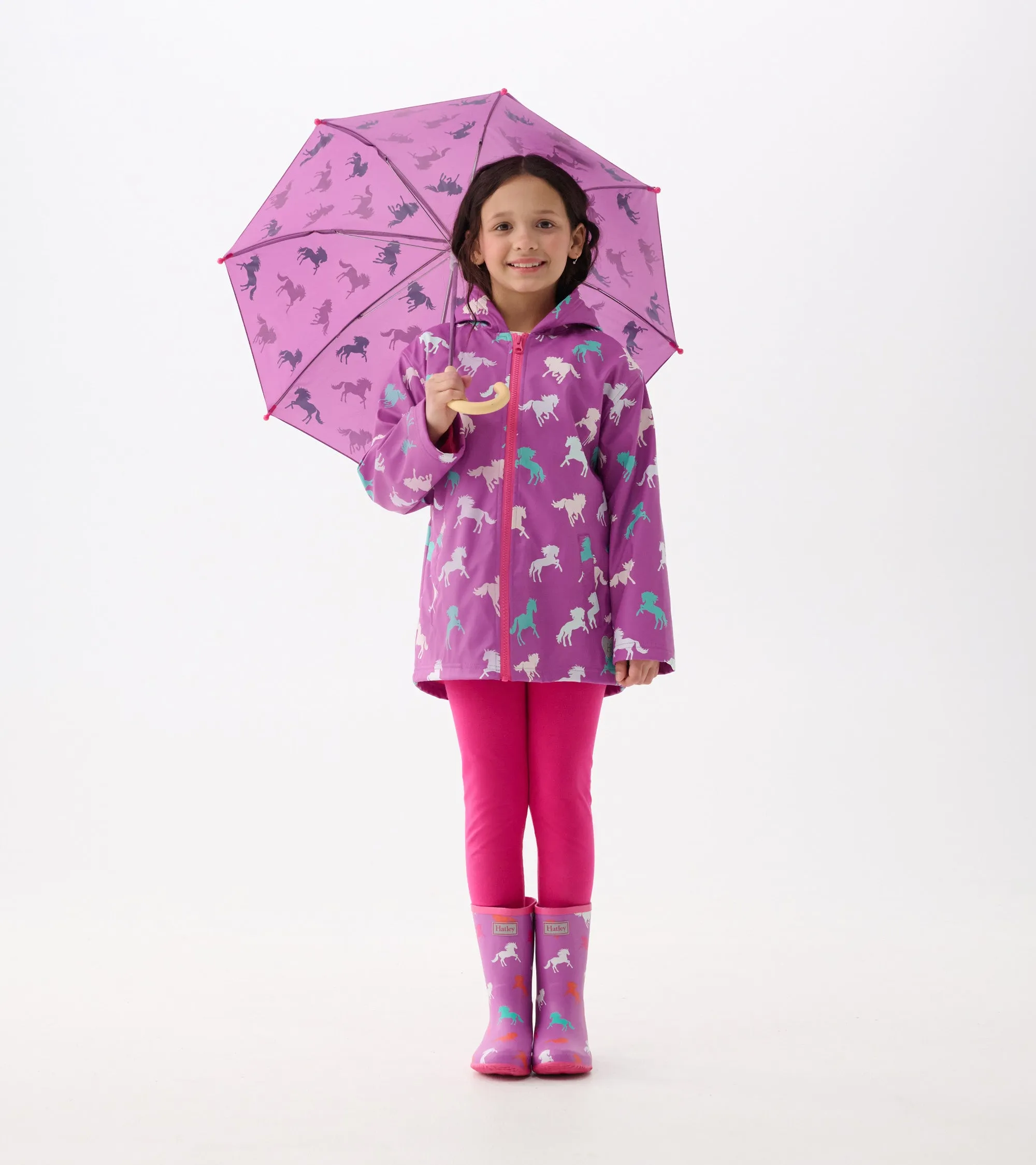 Girls Leaping Horses Packable Rain Boots